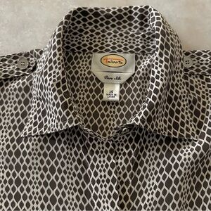 EUC Talbots Brown and White Silk Shirt